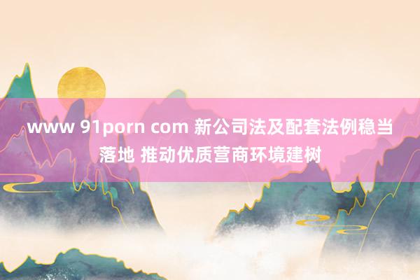 www 91porn com 新公司法及配套法例稳当落地 推动优质营商环境建树