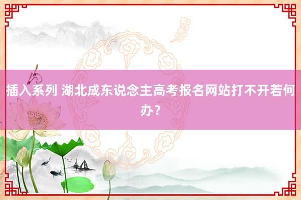 插入系列 湖北成东说念主高考报名网站打不开若何办？